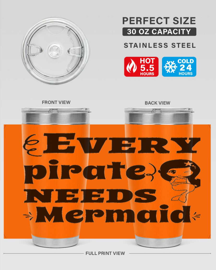 Mermaid 163# Tumbler featuring double wall vacuum insulation, vibrant design, and a press-in lid, perfect for hot and cold beverages.