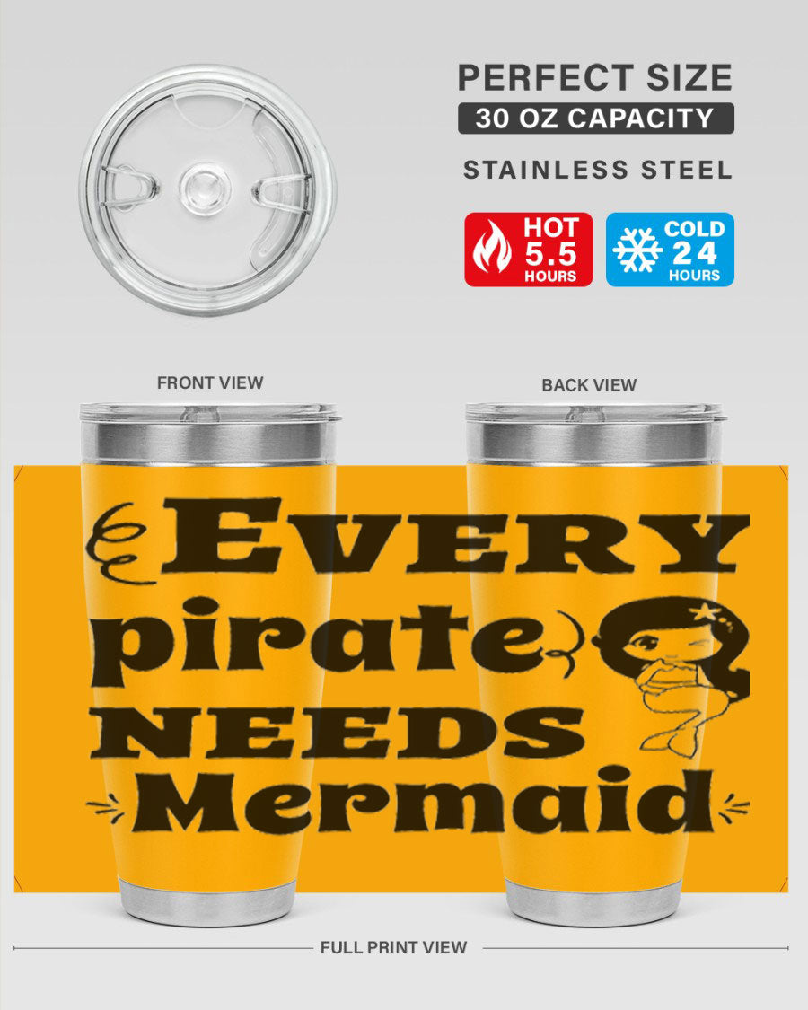 Mermaid 163# Tumbler featuring double wall vacuum insulation, vibrant design, and a press-in lid, perfect for hot and cold beverages.
