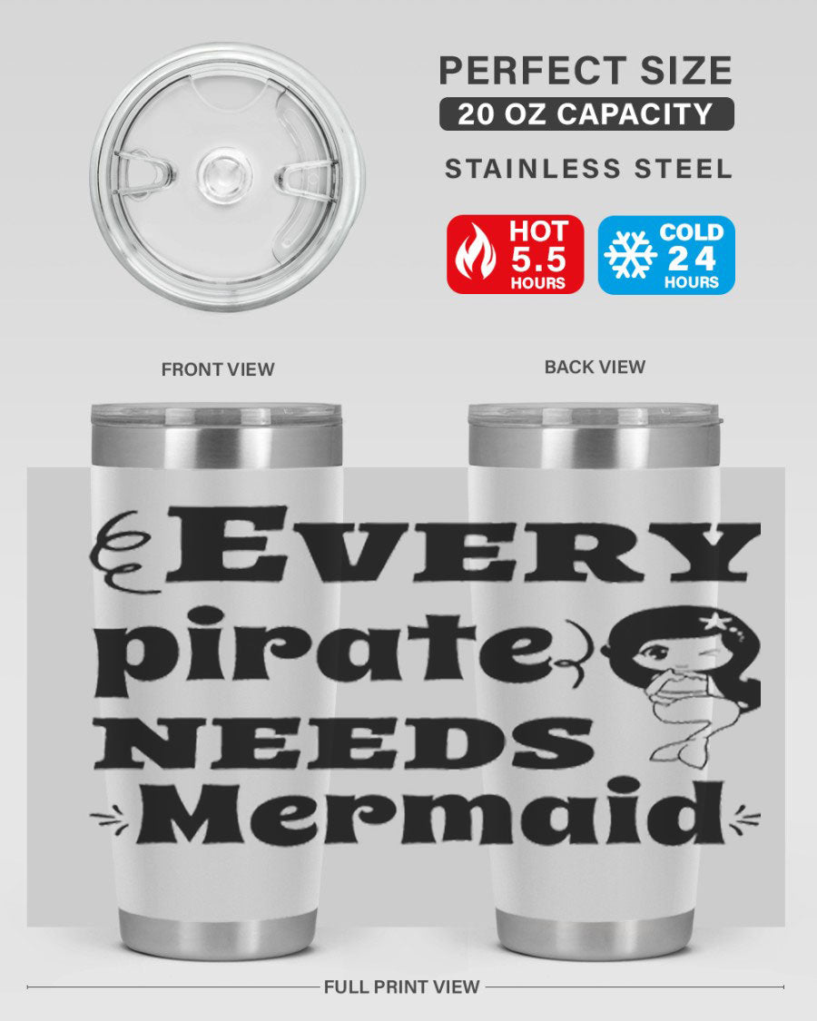 Mermaid 163# Tumbler featuring double wall vacuum insulation, vibrant design, and a press-in lid, perfect for hot and cold beverages.