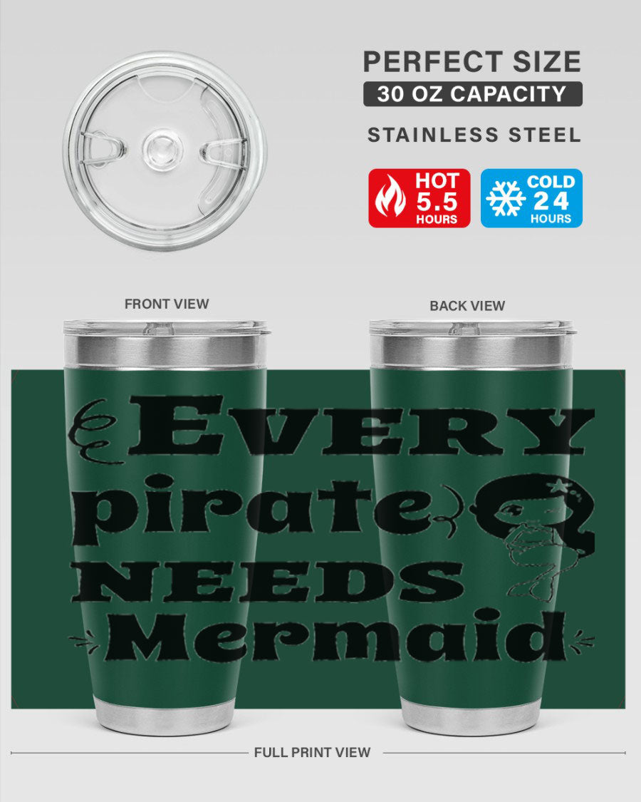Mermaid 163# Tumbler featuring double wall vacuum insulation, vibrant design, and a press-in lid, perfect for hot and cold beverages.