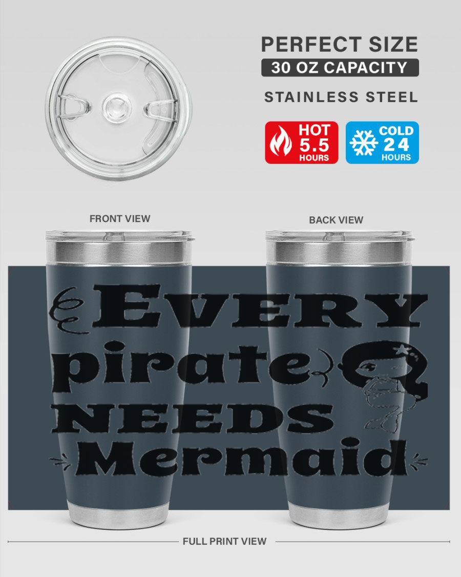 Mermaid 163# Tumbler featuring double wall vacuum insulation, vibrant design, and a press-in lid, perfect for hot and cold beverages.