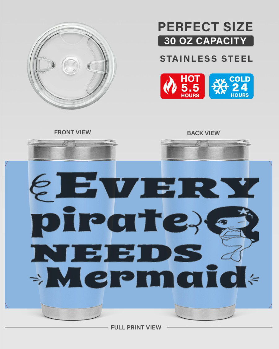 Mermaid 163# Tumbler featuring double wall vacuum insulation, vibrant design, and a press-in lid, perfect for hot and cold beverages.