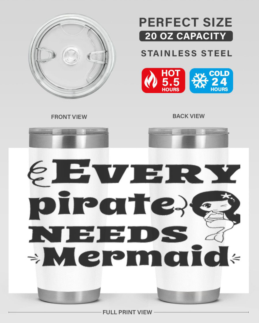 Mermaid 163# Tumbler featuring double wall vacuum insulation, vibrant design, and a press-in lid, perfect for hot and cold beverages.