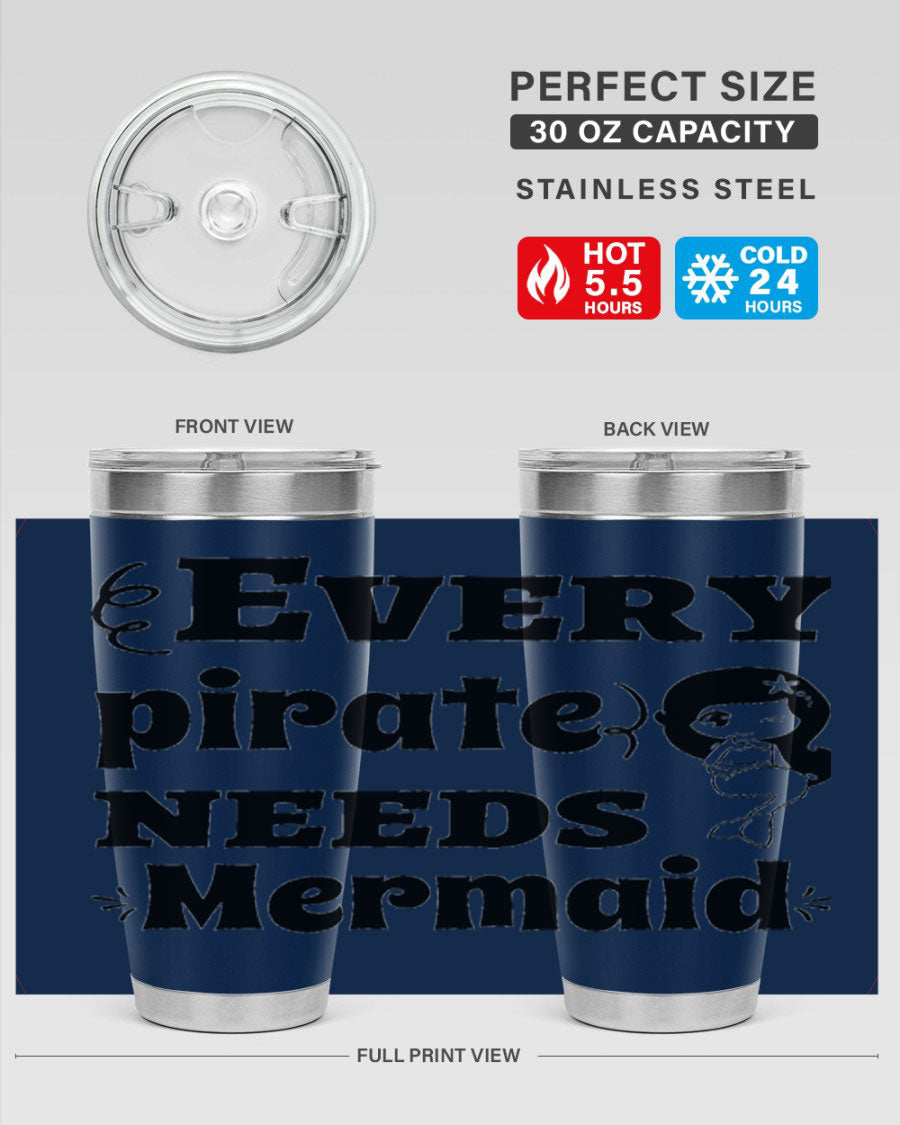 Mermaid 163# Tumbler featuring double wall vacuum insulation, vibrant design, and a press-in lid, perfect for hot and cold beverages.