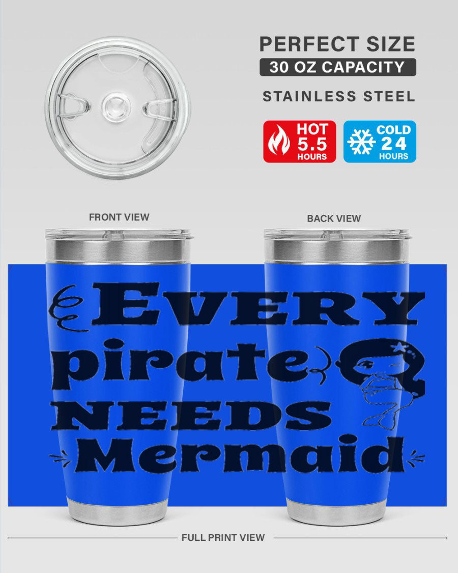 Mermaid 163# Tumbler featuring double wall vacuum insulation, vibrant design, and a press-in lid, perfect for hot and cold beverages.