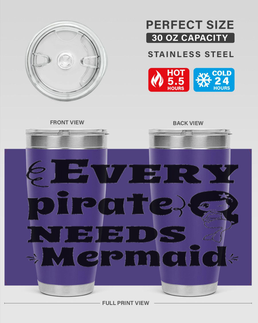 Mermaid 163# Tumbler featuring double wall vacuum insulation, vibrant design, and a press-in lid, perfect for hot and cold beverages.