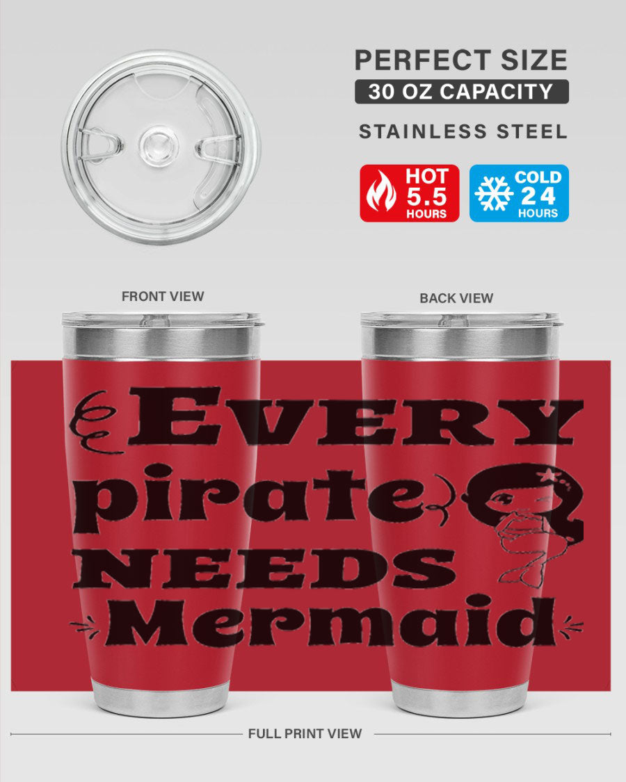 Mermaid 163# Tumbler featuring double wall vacuum insulation, vibrant design, and a press-in lid, perfect for hot and cold beverages.