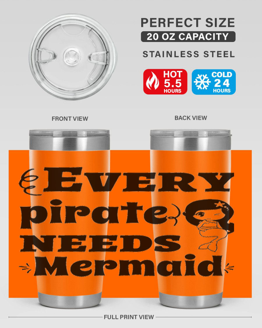 Mermaid 163# Tumbler featuring double wall vacuum insulation, vibrant design, and a press-in lid, perfect for hot and cold beverages.