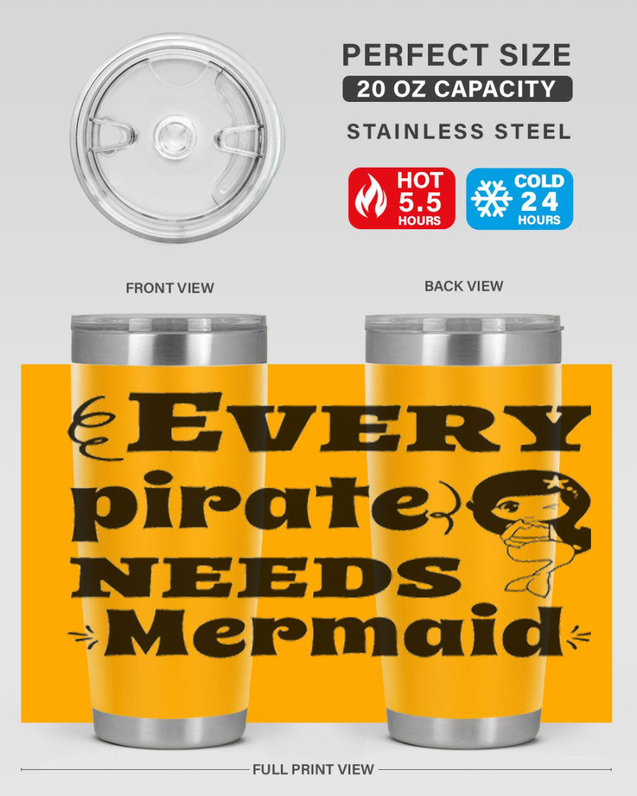 Mermaid 163# Tumbler featuring double wall vacuum insulation, vibrant design, and a press-in lid, perfect for hot and cold beverages.