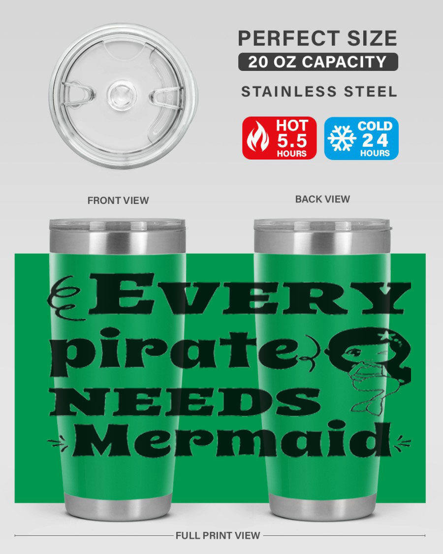 Mermaid 163# Tumbler featuring double wall vacuum insulation, vibrant design, and a press-in lid, perfect for hot and cold beverages.
