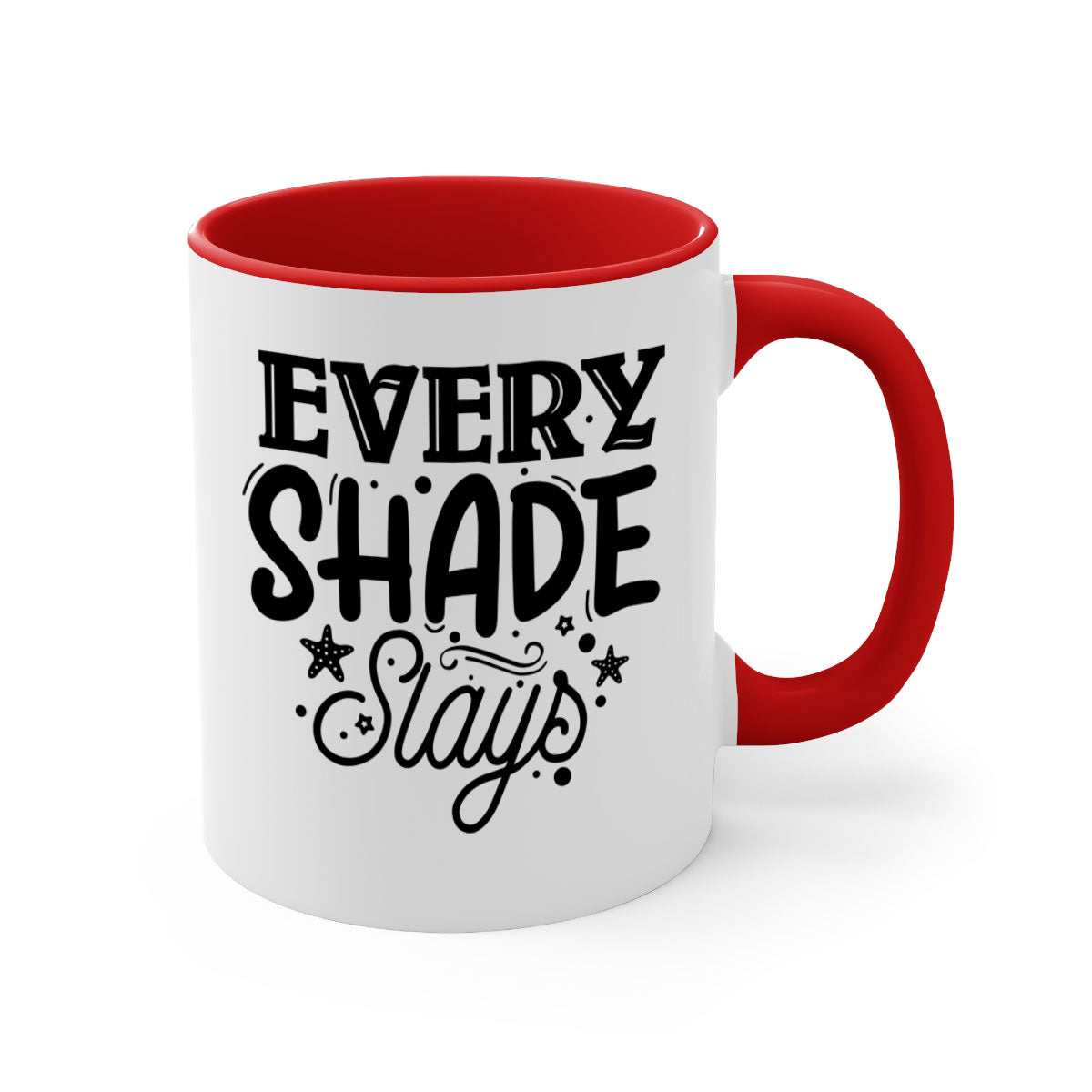Every Shade Slays Style 38# Mug in various colors with a glossy finish and C-shaped handle.
