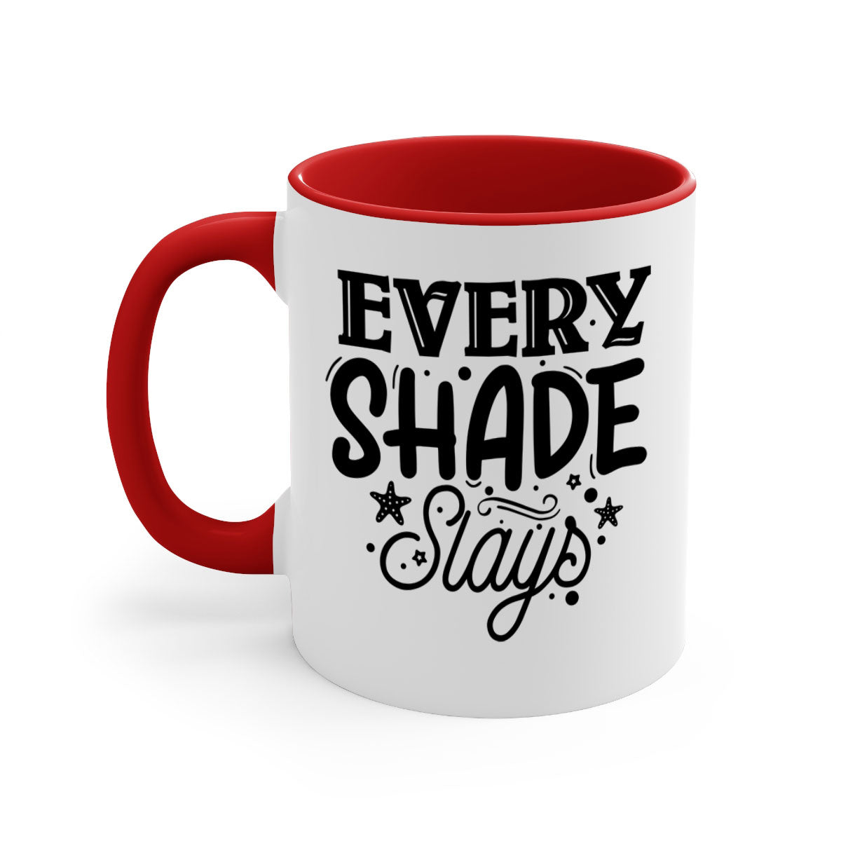 Every Shade Slays Style 38# Mug in various colors with a glossy finish and C-shaped handle.