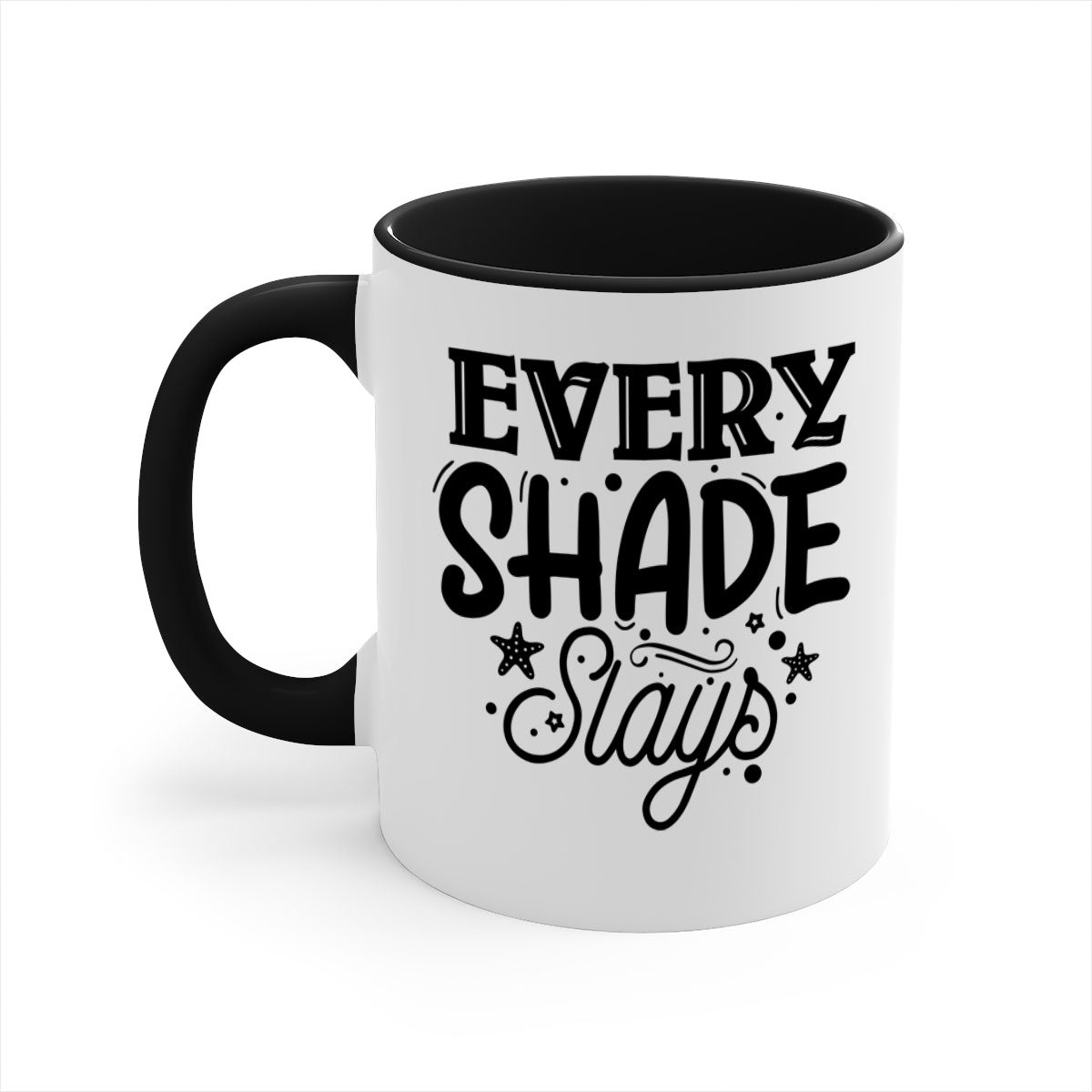 Every Shade Slays Style 38# Mug in various colors with a glossy finish and C-shaped handle.