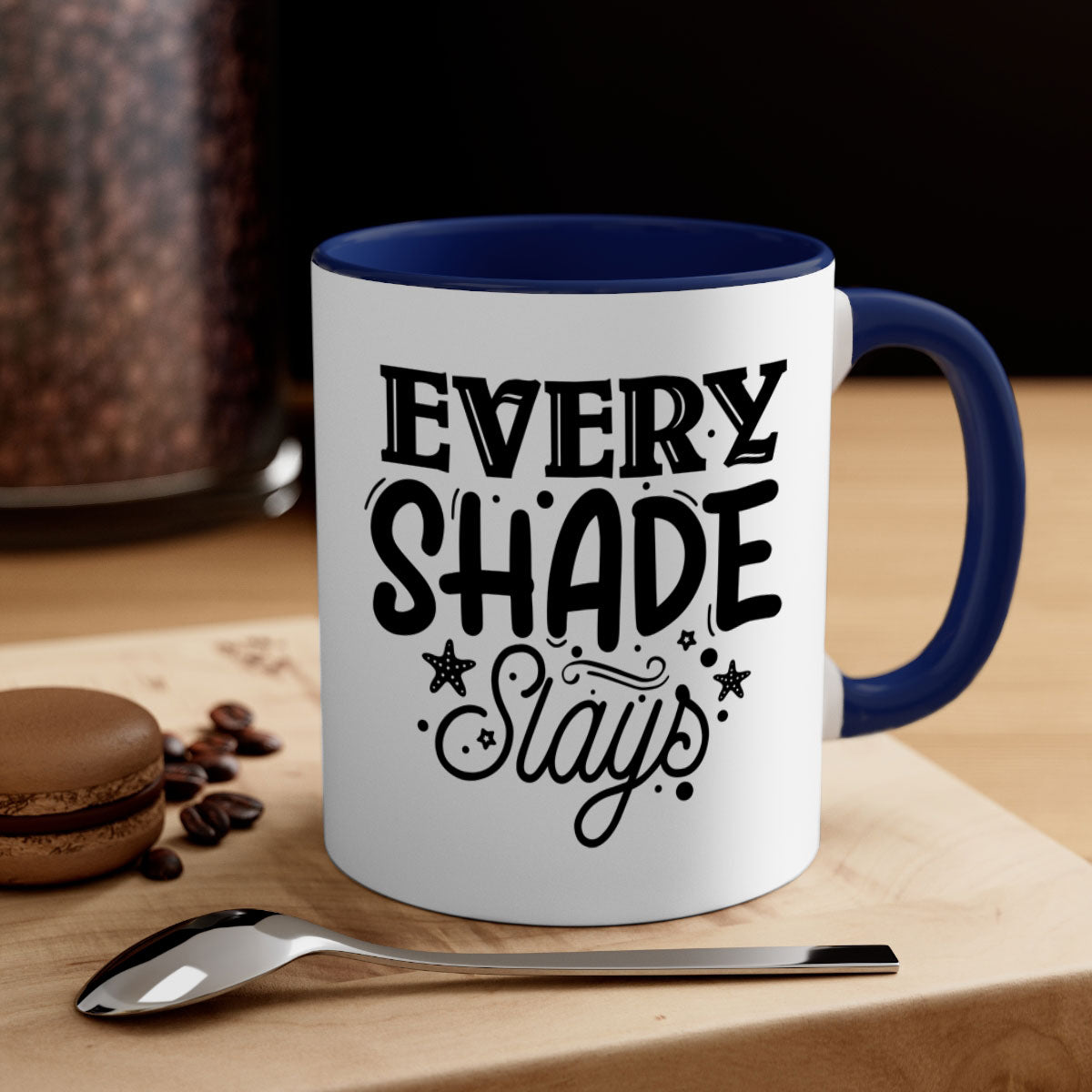 Every Shade Slays Style 38# Mug in various colors with a glossy finish and C-shaped handle.