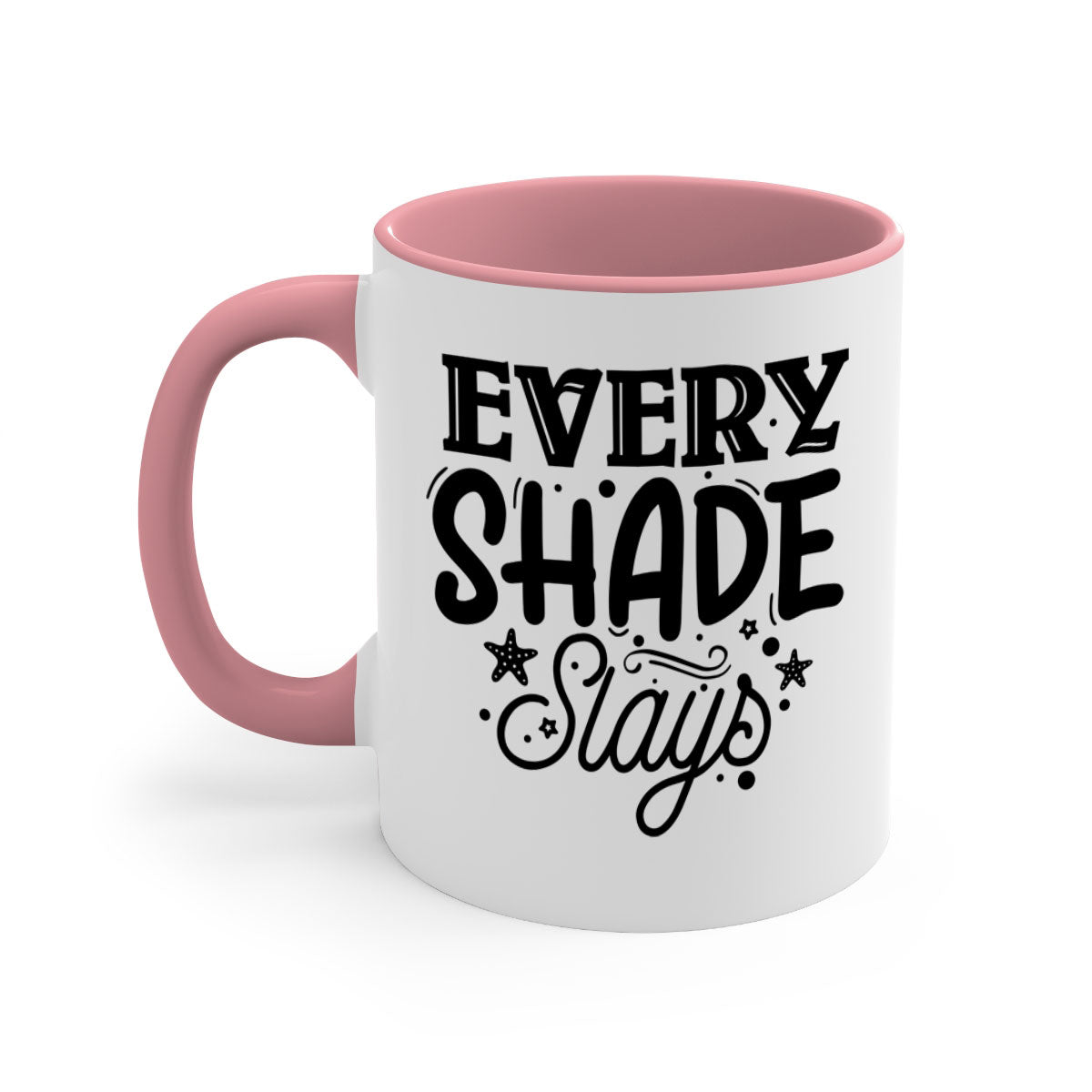Every Shade Slays Style 38# Mug in various colors with a glossy finish and C-shaped handle.