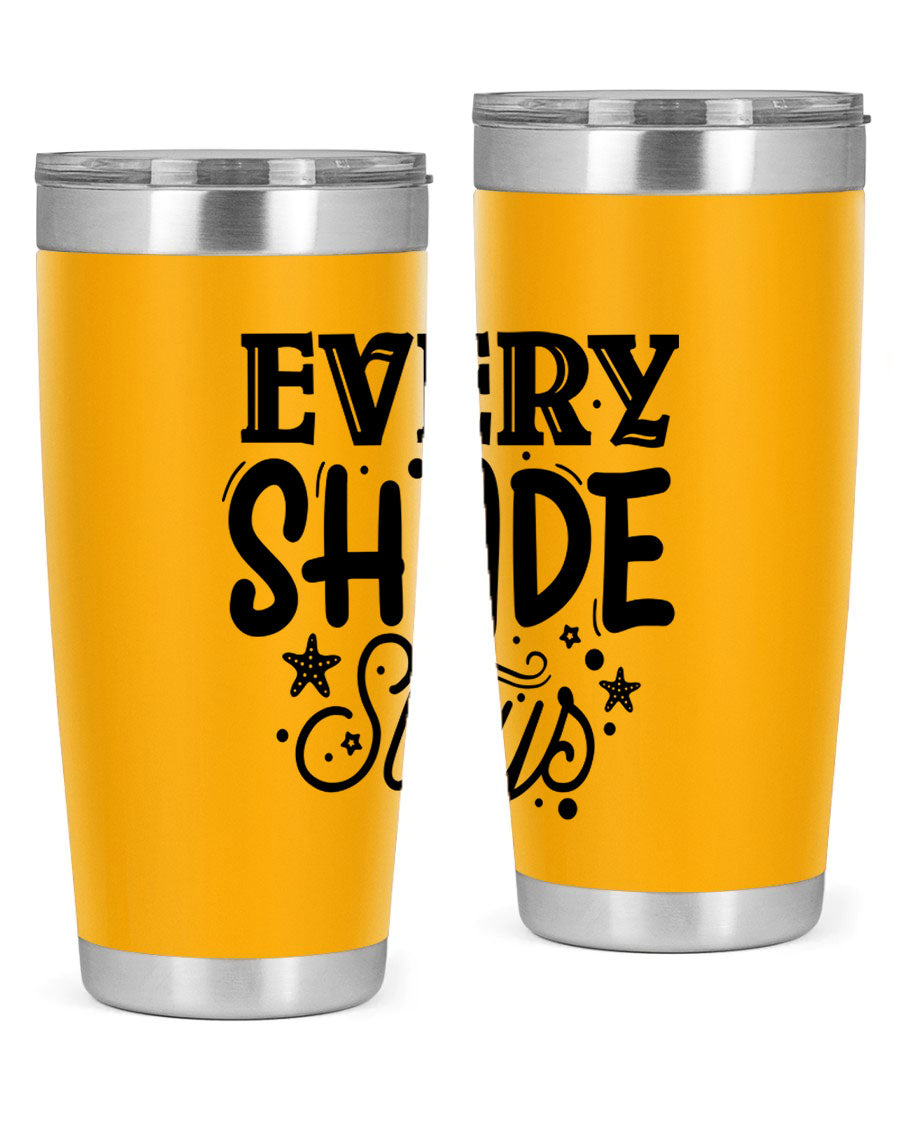 Every Shade Slays Style 38# Tumbler in vibrant colors, showcasing its double wall vacuum stainless steel design and drink-thru lid.