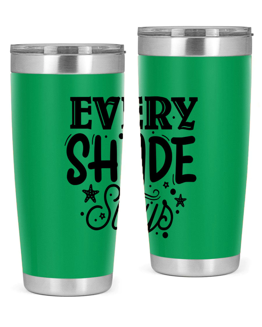 Every Shade Slays Style 38# Tumbler in vibrant colors, showcasing its double wall vacuum stainless steel design and drink-thru lid.