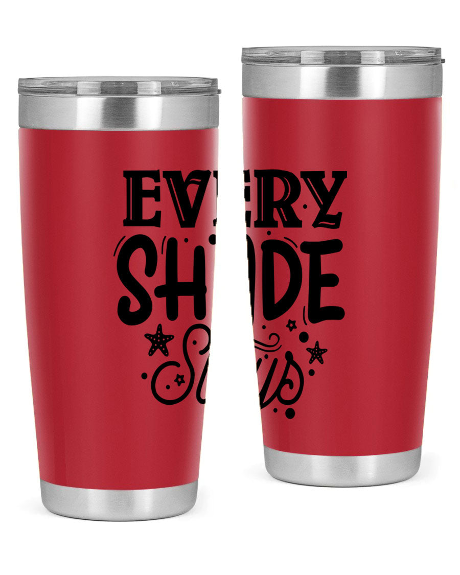 Every Shade Slays Style 38# Tumbler in vibrant colors, showcasing its double wall vacuum stainless steel design and drink-thru lid.