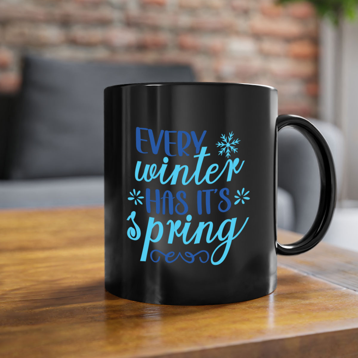 Every Winter Has Its Spring 100# Mug with a glossy finish, featuring a colored handle and interior, available in multiple colors.