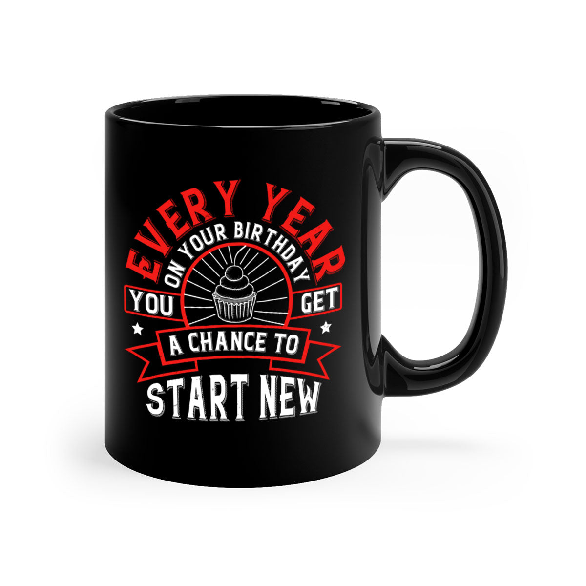 Every year on your birthday you get a chance to start new Style 86# Mug featuring a glossy finish, colored handle, and interior in five vibrant colors.