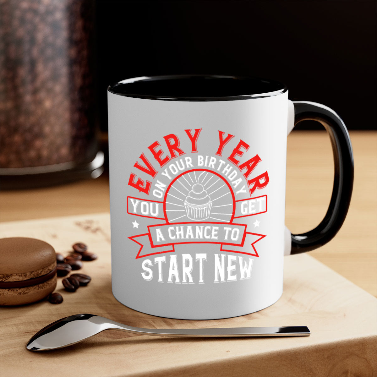 Every year on your birthday you get a chance to start new Style 86# Mug featuring a glossy finish, colored handle, and interior in five vibrant colors.