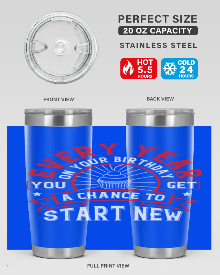 Stylish 20oz and 30oz stainless steel tumblers with double wall vacuum insulation, perfect for hot and cold beverages.