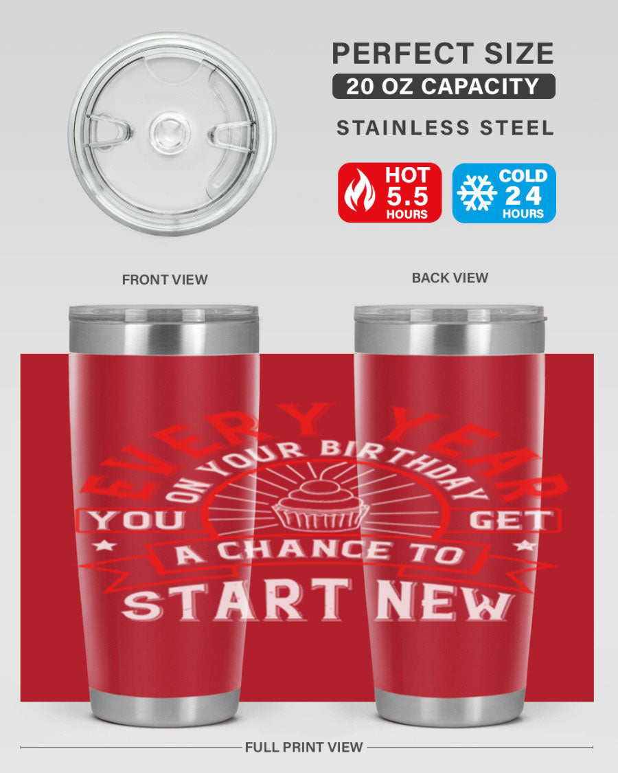 Stylish 20oz and 30oz stainless steel tumblers with double wall vacuum insulation, perfect for hot and cold beverages.