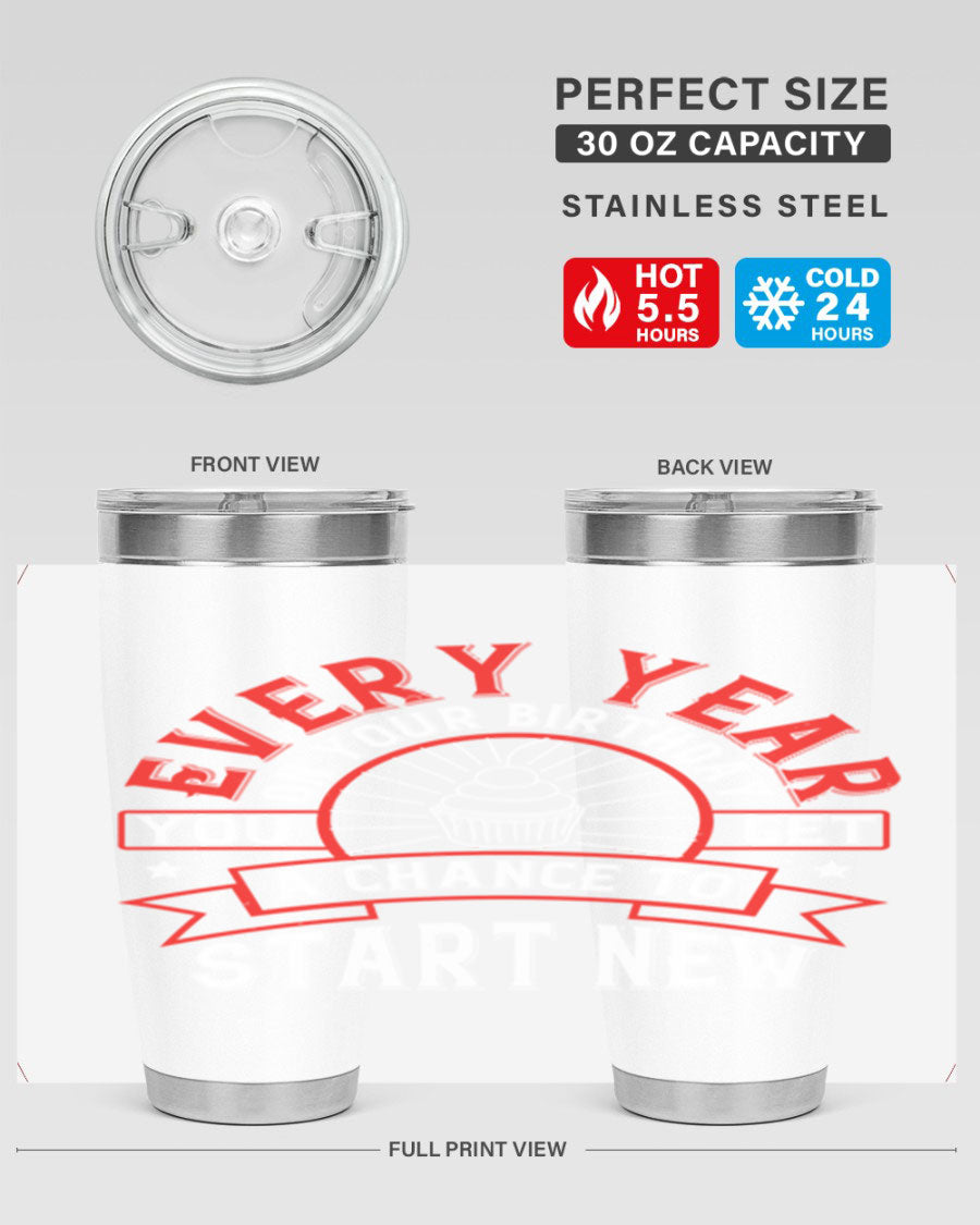 Stylish 20oz and 30oz stainless steel tumblers with double wall vacuum insulation, perfect for hot and cold beverages.