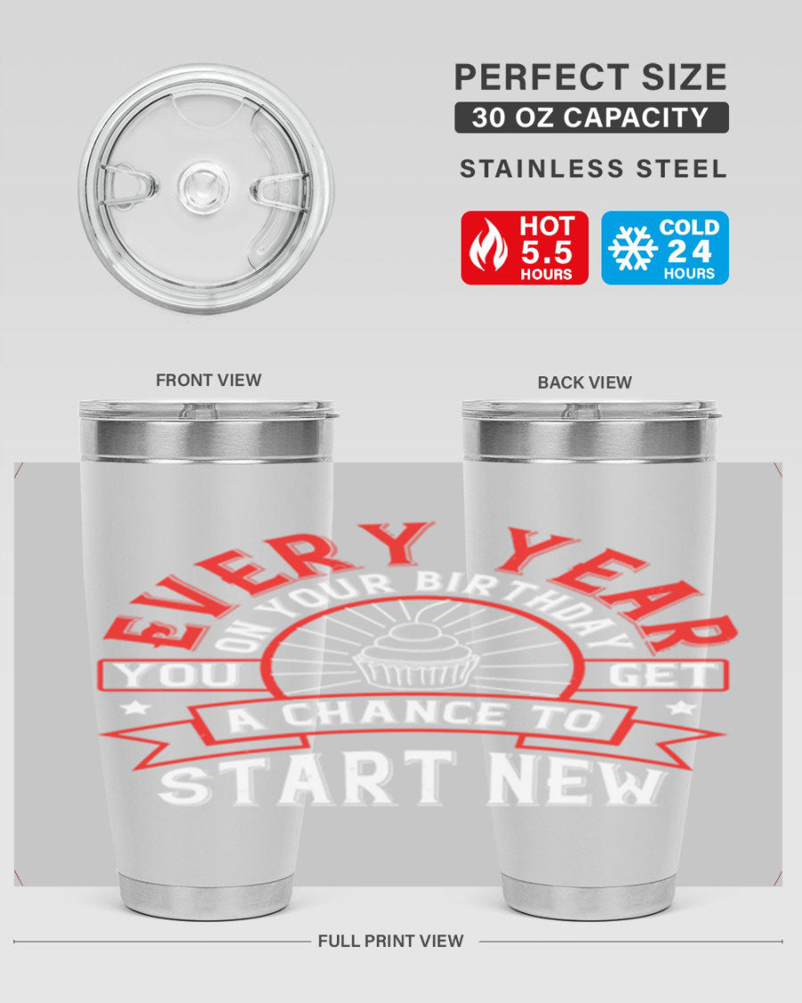 Stylish 20oz and 30oz stainless steel tumblers with double wall vacuum insulation, perfect for hot and cold beverages.