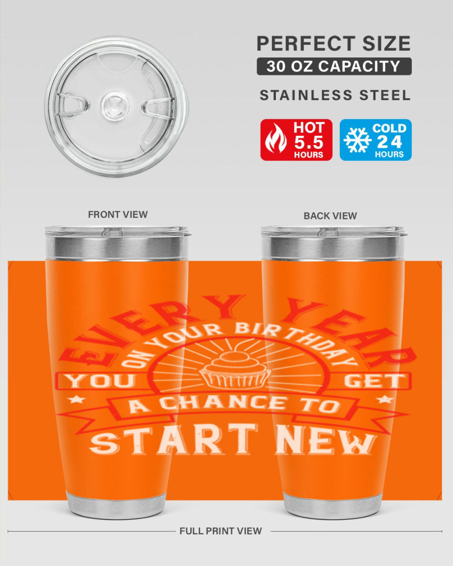 Stylish 20oz and 30oz stainless steel tumblers with double wall vacuum insulation, perfect for hot and cold beverages.