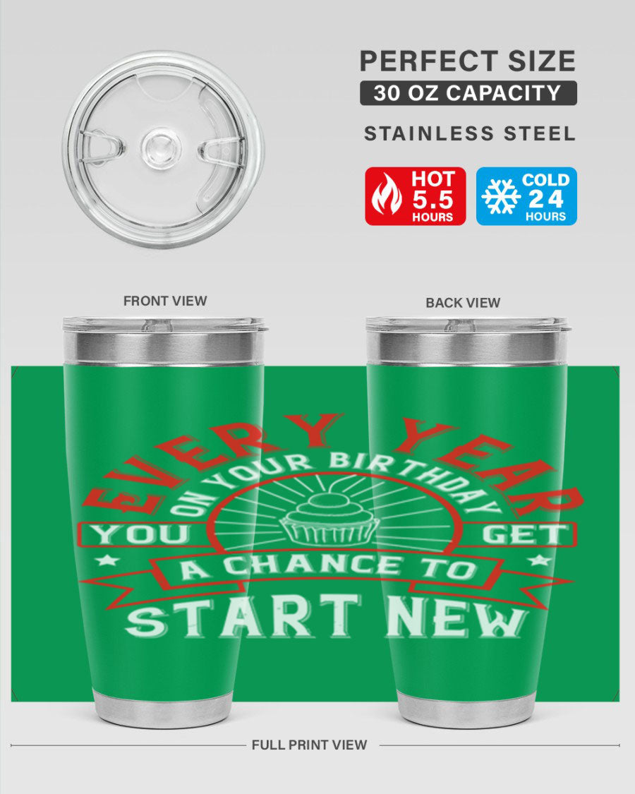 Stylish 20oz and 30oz stainless steel tumblers with double wall vacuum insulation, perfect for hot and cold beverages.