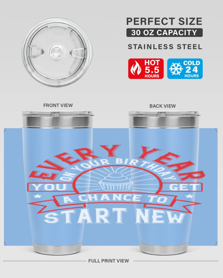 Stylish 20oz and 30oz stainless steel tumblers with double wall vacuum insulation, perfect for hot and cold beverages.