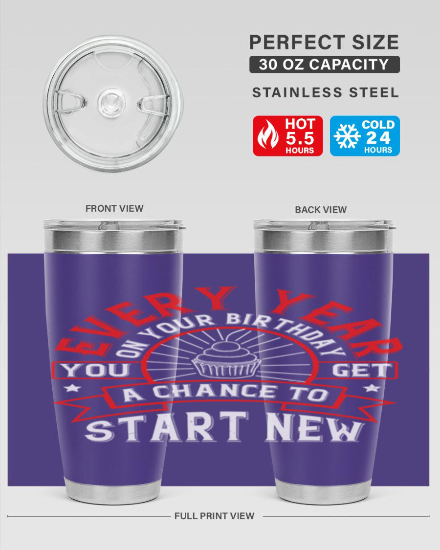 Stylish 20oz and 30oz stainless steel tumblers with double wall vacuum insulation, perfect for hot and cold beverages.