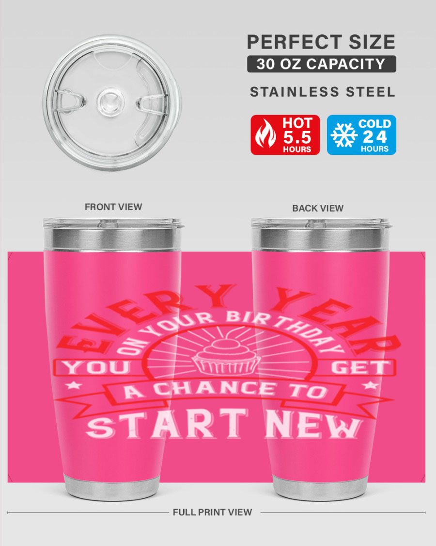 Stylish 20oz and 30oz stainless steel tumblers with double wall vacuum insulation, perfect for hot and cold beverages.