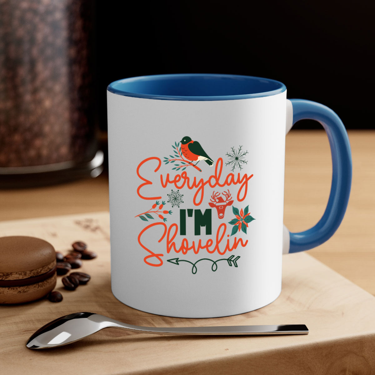 Everyday Im Shovelin 103# winter mug with a glossy finish and colored handle, available in multiple colors.