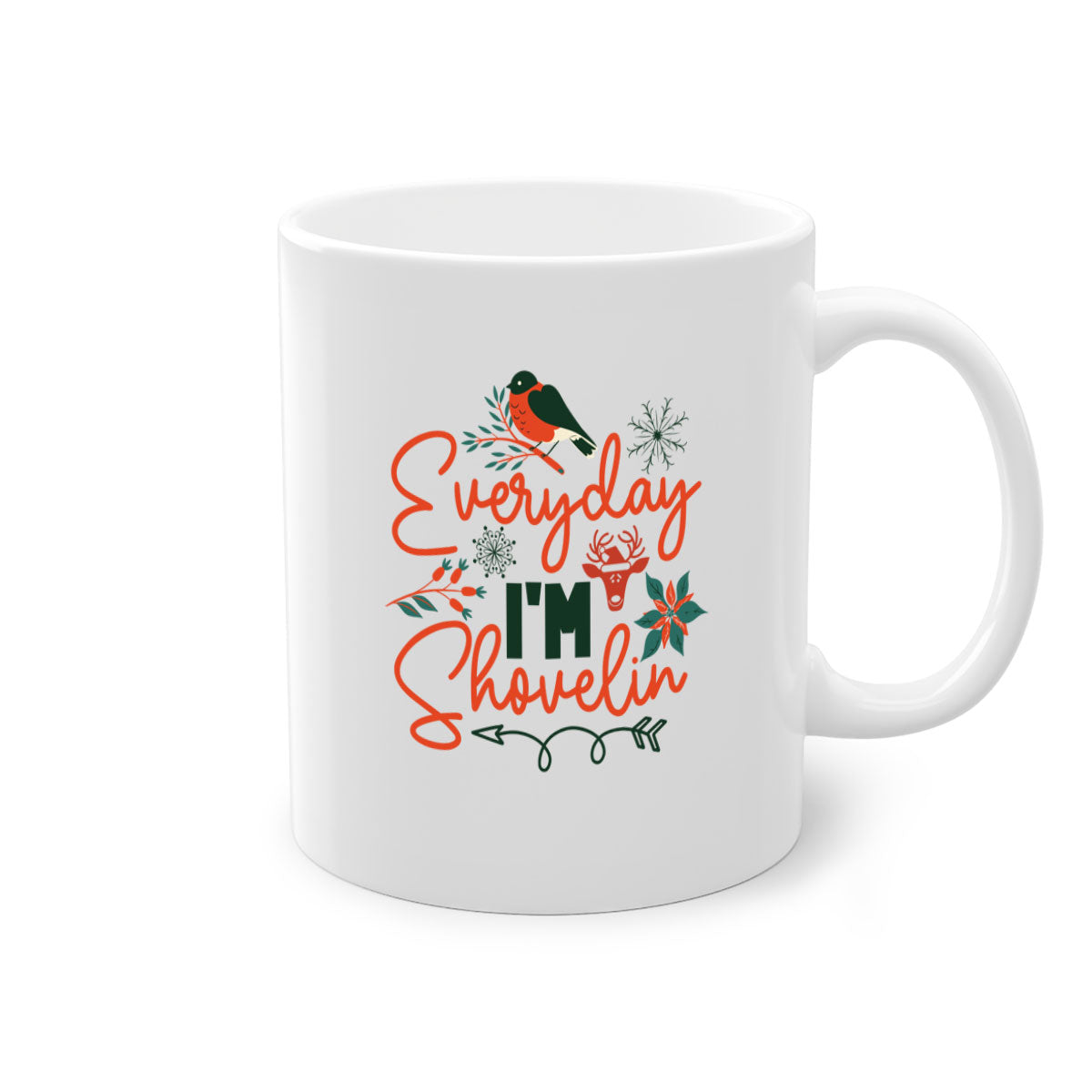 Everyday Im Shovelin 103# winter mug with a glossy finish and colored handle, available in multiple colors.