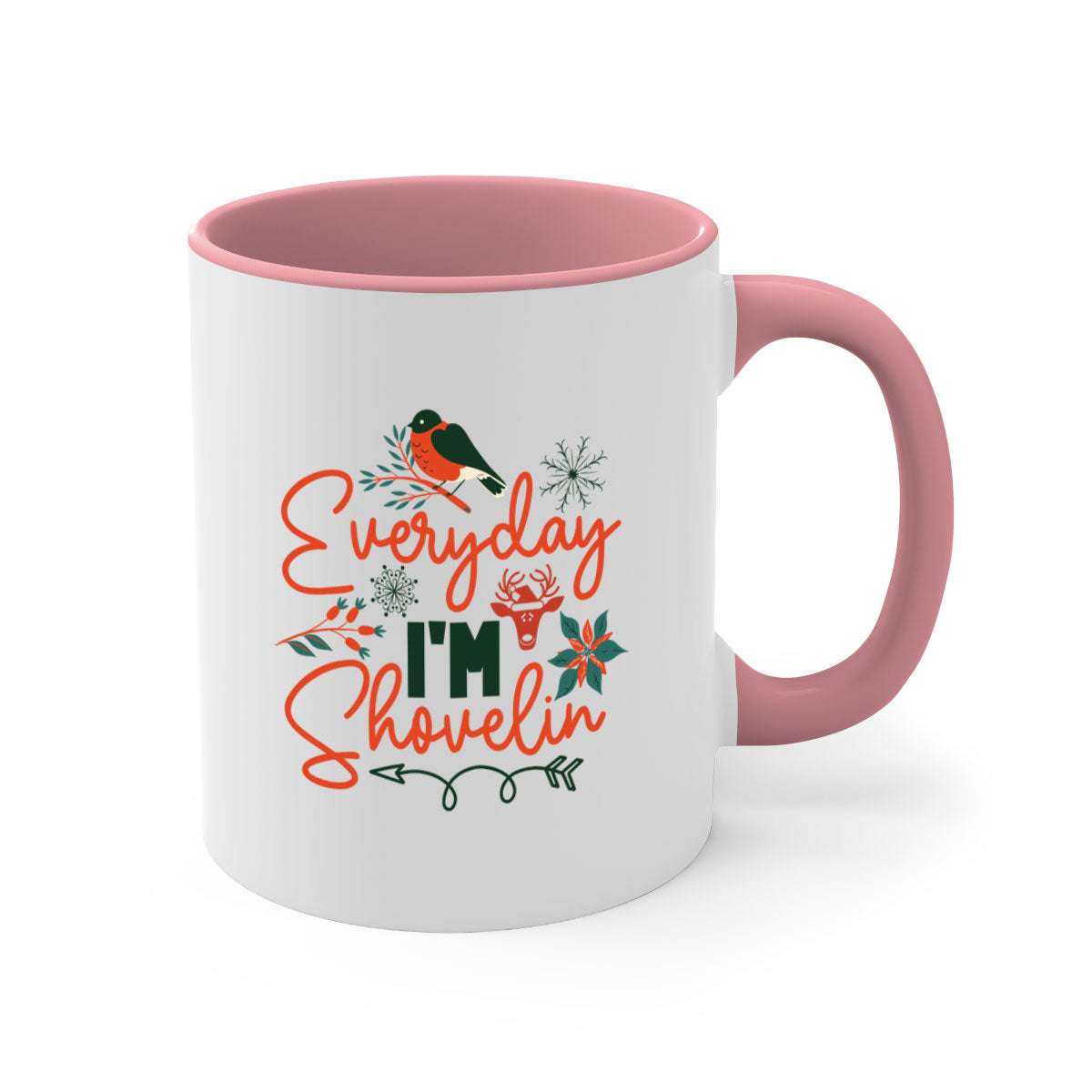 Everyday Im Shovelin 103# winter mug with a glossy finish and colored handle, available in multiple colors.