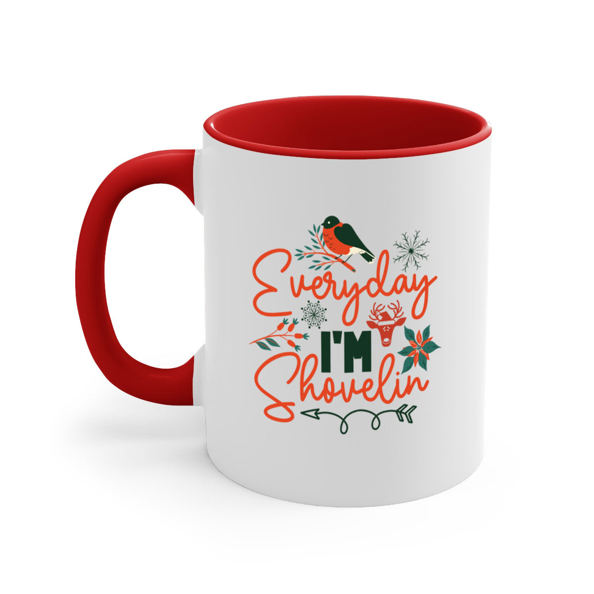 Everyday Im Shovelin 103# winter mug with a glossy finish and colored handle, available in multiple colors.