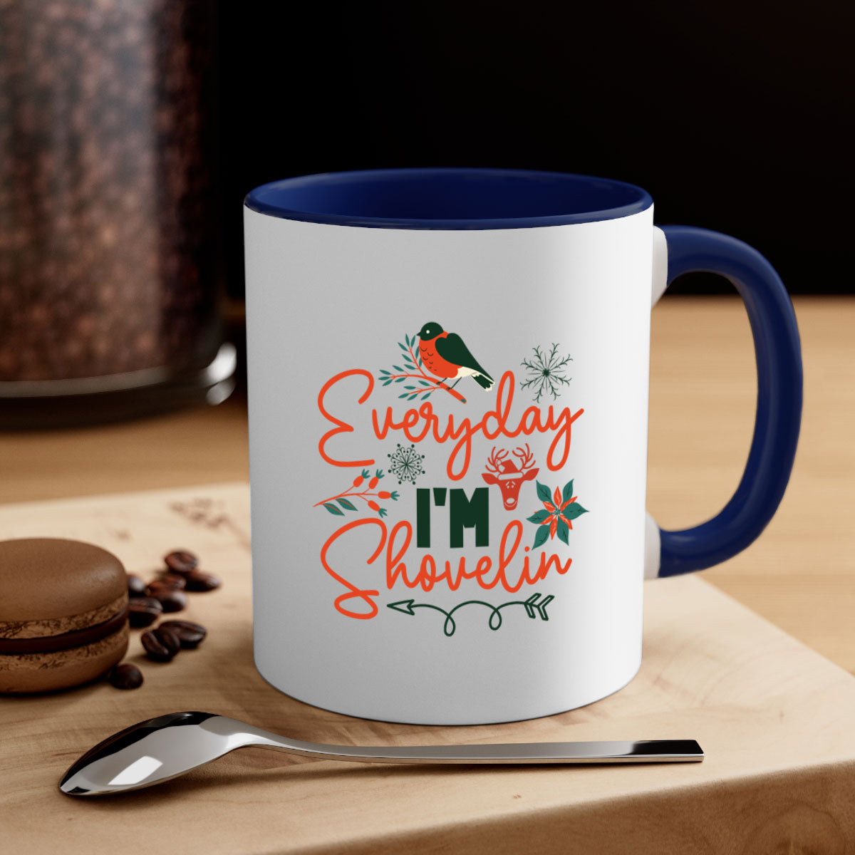 Everyday Im Shovelin 103# winter mug with a glossy finish and colored handle, available in multiple colors.