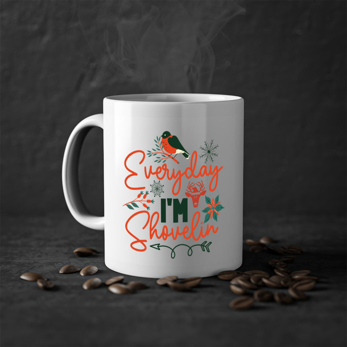 Everyday Im Shovelin 103# winter mug with a glossy finish and colored handle, available in multiple colors.