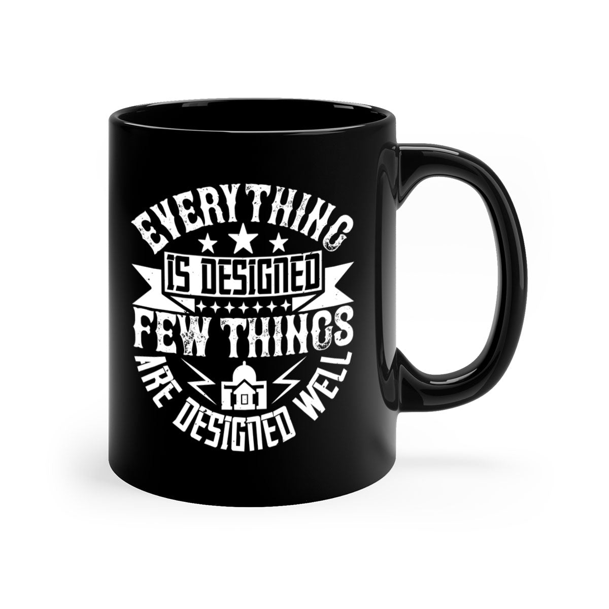 Everything is designed Few things are designed well Style 43# Mug featuring a two-tone design with a colored handle and glossy finish.