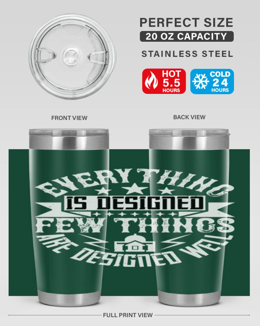 Everything is Designed Few Things are Designed Well Style 43# tumbler, showcasing double wall vacuum stainless steel with a copper lining and a drink-thru lid.