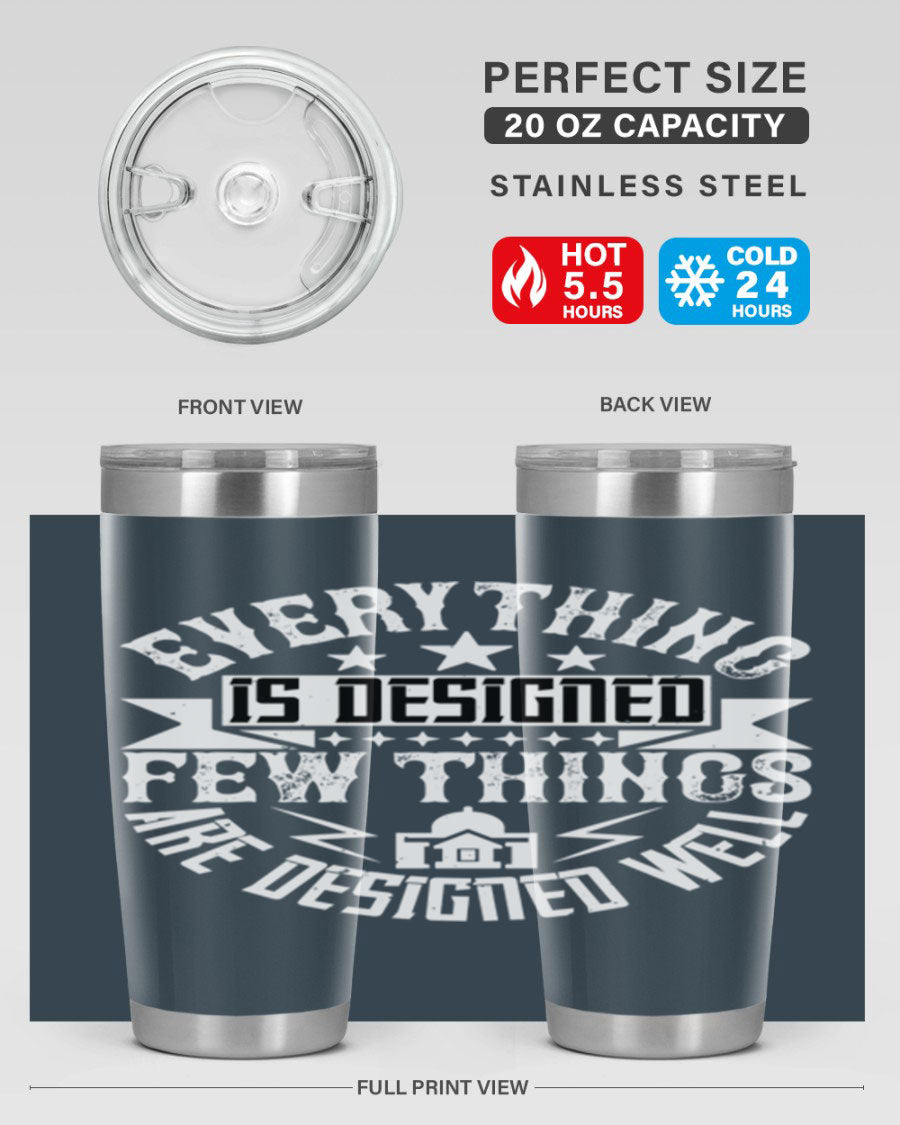 Everything is Designed Few Things are Designed Well Style 43# tumbler, showcasing double wall vacuum stainless steel with a copper lining and a drink-thru lid.