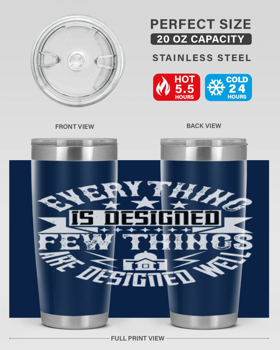 Everything is Designed Few Things are Designed Well Style 43# tumbler, showcasing double wall vacuum stainless steel with a copper lining and a drink-thru lid.