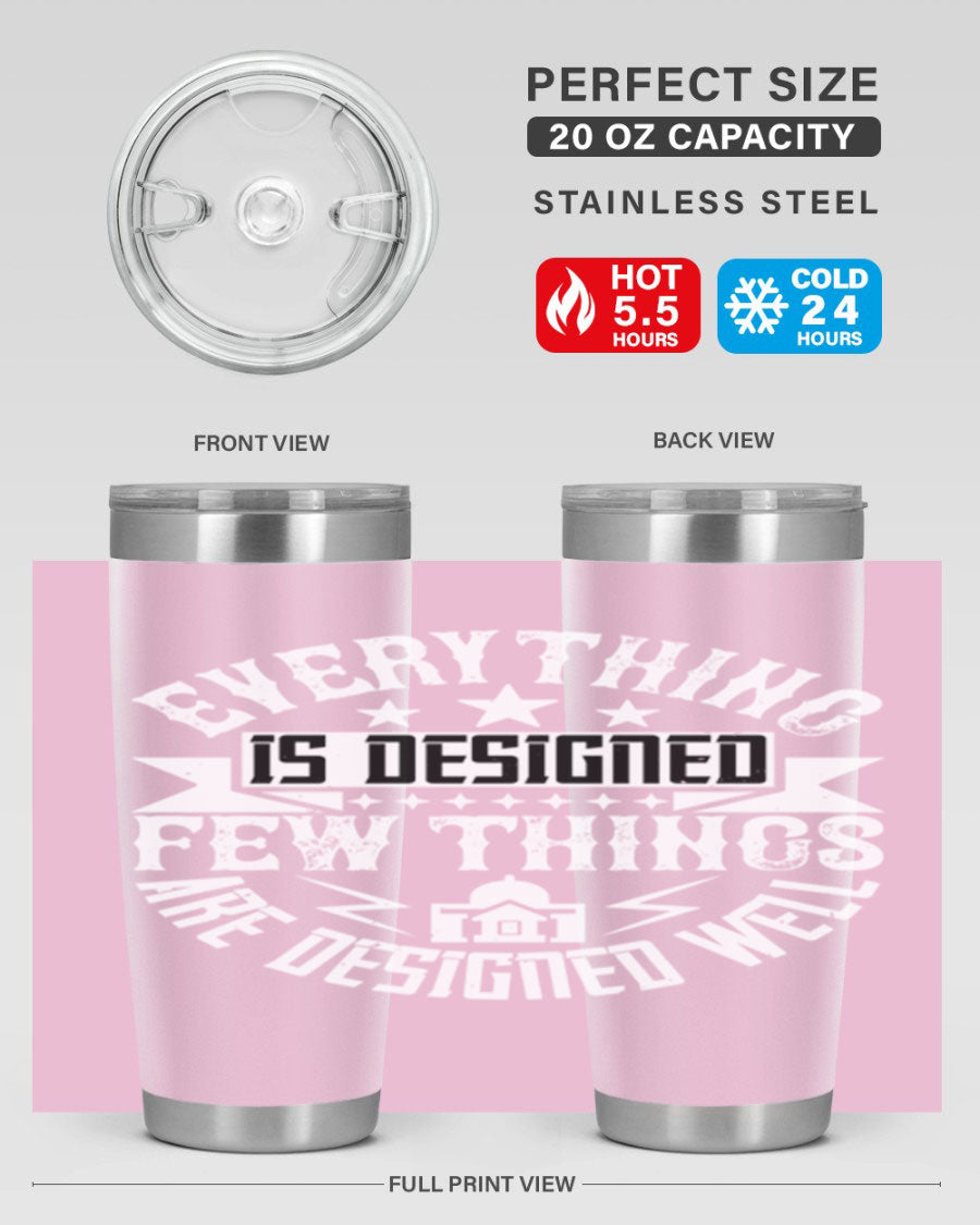 Everything is Designed Few Things are Designed Well Style 43# tumbler, showcasing double wall vacuum stainless steel with a copper lining and a drink-thru lid.