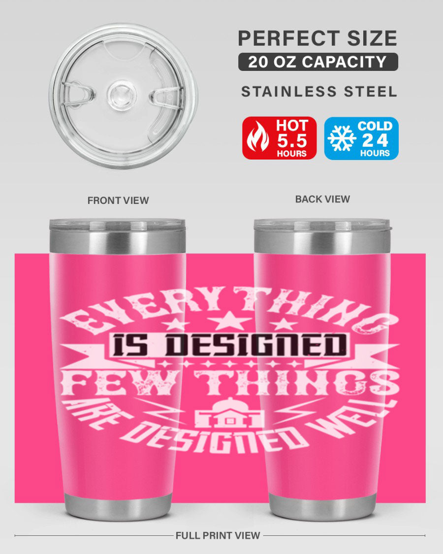 Everything is Designed Few Things are Designed Well Style 43# tumbler, showcasing double wall vacuum stainless steel with a copper lining and a drink-thru lid.