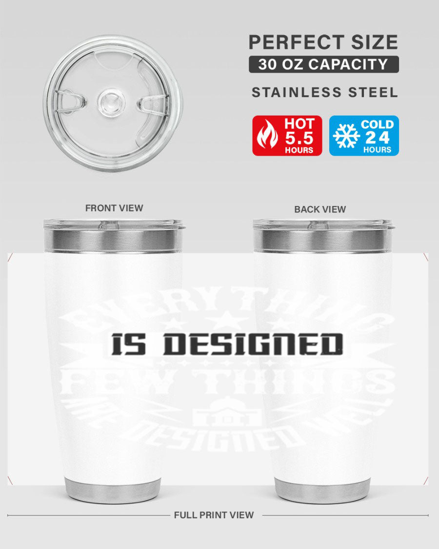 Everything is Designed Few Things are Designed Well Style 43# tumbler, showcasing double wall vacuum stainless steel with a copper lining and a drink-thru lid.