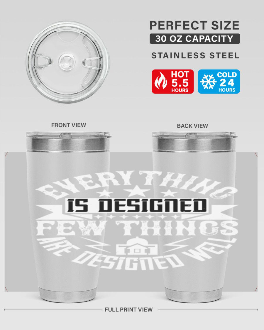 Everything is Designed Few Things are Designed Well Style 43# tumbler, showcasing double wall vacuum stainless steel with a copper lining and a drink-thru lid.