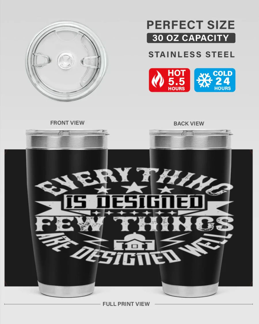 Everything is Designed Few Things are Designed Well Style 43# tumbler, showcasing double wall vacuum stainless steel with a copper lining and a drink-thru lid.