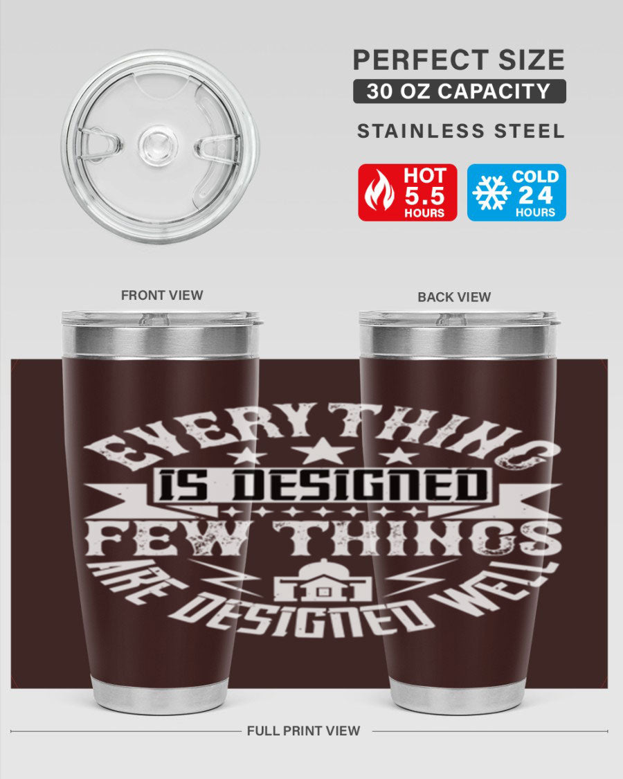 Everything is Designed Few Things are Designed Well Style 43# tumbler, showcasing double wall vacuum stainless steel with a copper lining and a drink-thru lid.